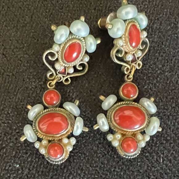 Percossi Papi Jewelry - Percossi Papi Pearl + Carnelian Dangly Earrings